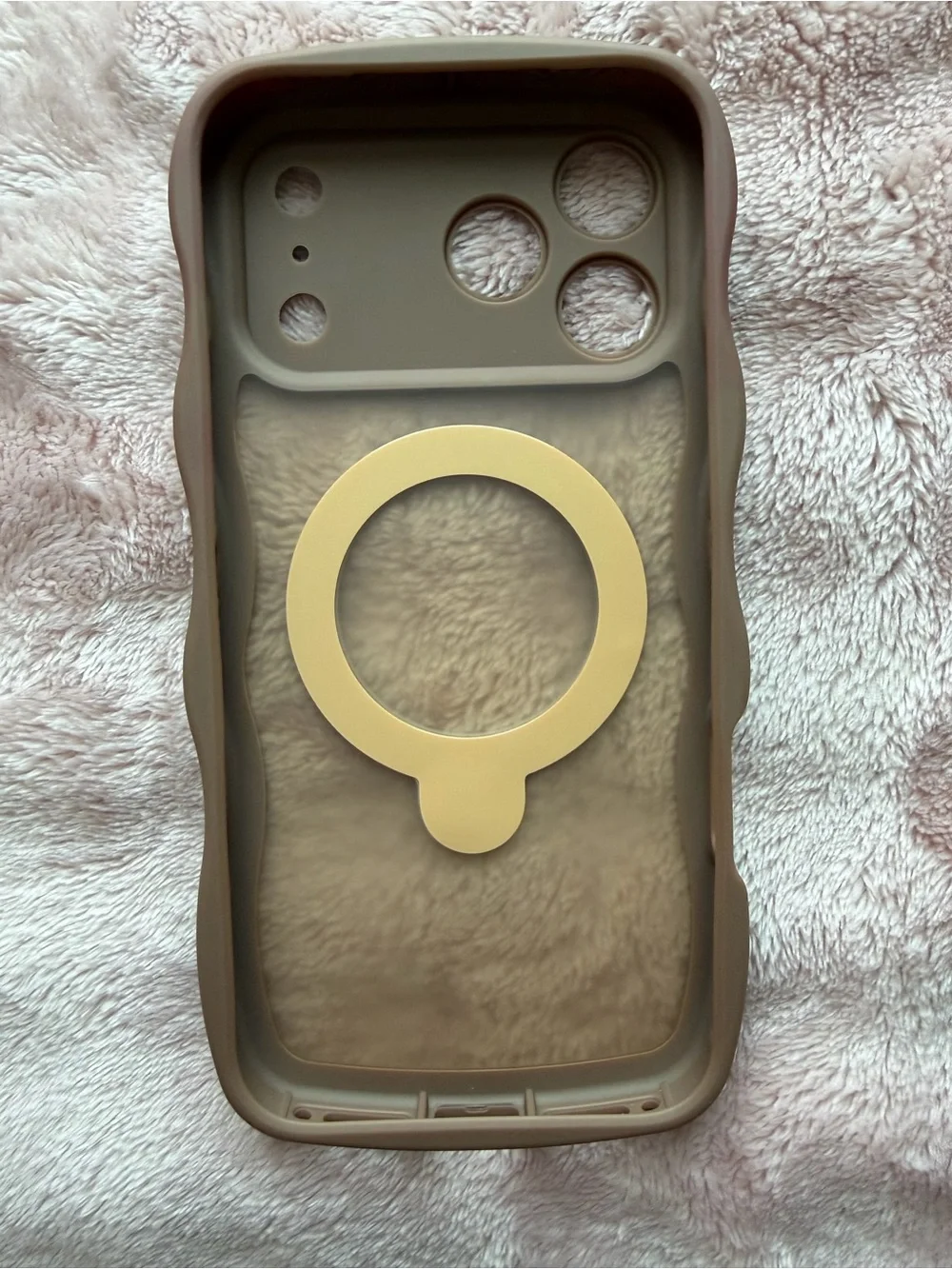 Brown Magnetic Ring Silicone Phone Case in Taupe – with Built-In Stand
